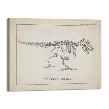 Imagem de Arte de parede de esqueleto de dinossauro vintage paleontologia pôsteres de arte de fósseis de dinossauros impressões de arte tricerátopo esboços fotos decoração de quarto de menino (SKU1,20.3x30.5 cm