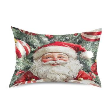 Imagem de Blueangle Linda fronha de cetim de Papai Noel para cabelo e pele, fronha de seda, tamanho Queen (51 x 76 cm) - Capas de almofada de cetim com fecho de envelope (563)