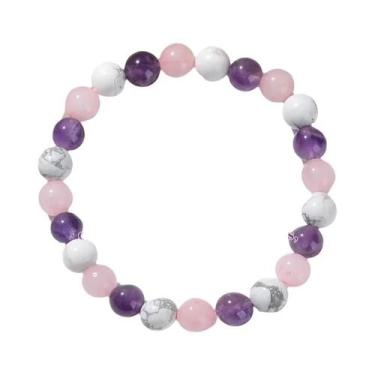 Imagem de Pulseira De Equilíbrio Aura De Quartzo Rosa Turquesa Branca De 8mm, Es