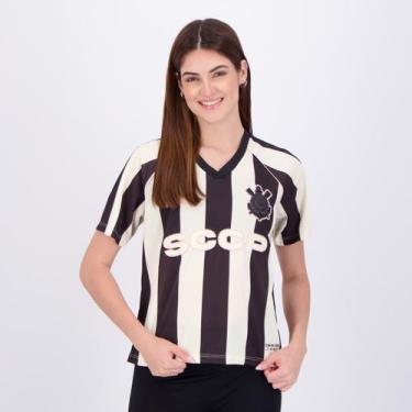 Imagem de Cropped Corinthians Box Raglan Feminino Listrado - Coimbra, M