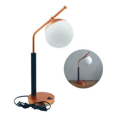 Imagem de Abajur De Mesa Inclinado Jabuticaba Com Globo Vidro 12cm com Lâmpada B