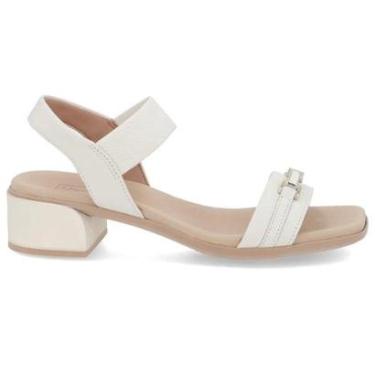 Imagem de Sandália Feminina Salto Bloco Couro Marfim Usaflex AN27004-Feminino