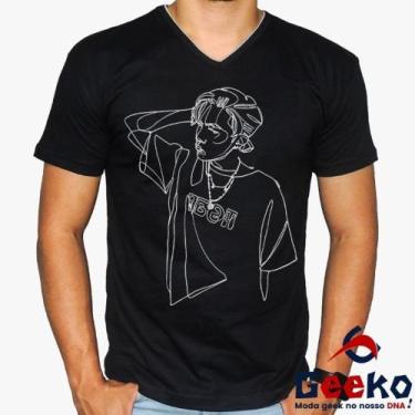 Imagem de Camiseta J-Hope 100% Algodão BTS K-pop Geeko, Preto gola v, G1