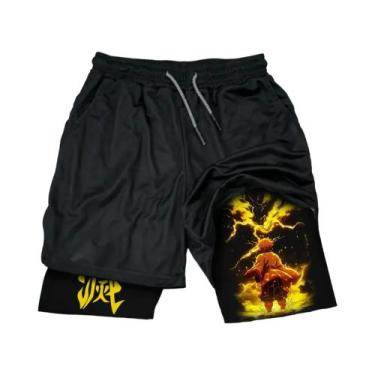 Imagem de Shorts De Natação Masculinos Demon Slayer Anime De Dupla Camada Verão 