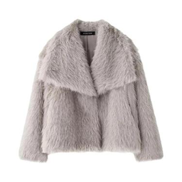 Imagem de Jaqueta Feminina De Pelo Sintético Marrom KONDALA, Casaco Casual De In