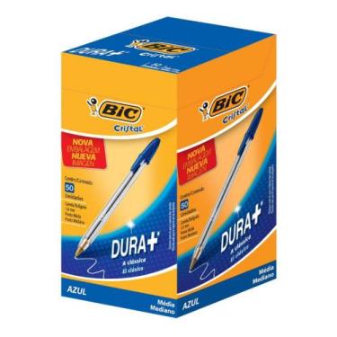 Imagem de 2 caixas de caneta esferográfica bic escrita média cristal dura mais a