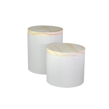 Imagem de kit com 2 Potes de Porcelanas (1G e 1P) para algodão e cotonete - Dema