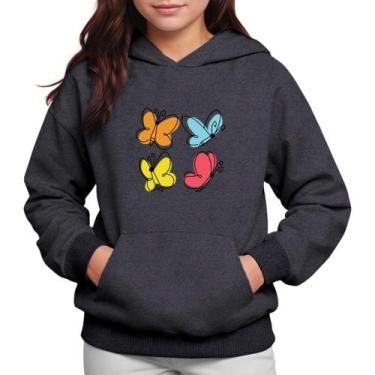 Imagem de Moletom Infantil Canguru Menina Estampa Borboletas - Samcro, 6, Chumbo