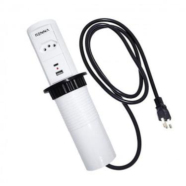 Imagem de Torre Tomada Automática Indução Wireless 1 T + 2 USB Branco - Renna