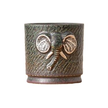 Imagem de Xícaras de chá feitas à mão em estilo retrô de luxo leve japonês com padrões de elefante. Capacidade 119.1 g-Q1