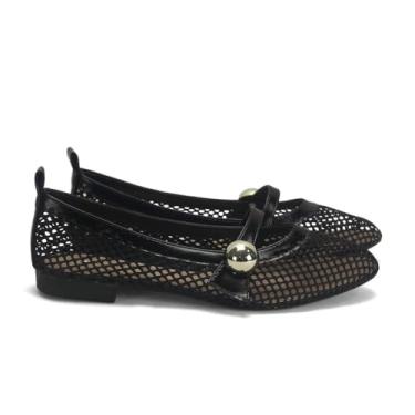 Imagem de Sapatilha preta telinha enfeite lateral - 39