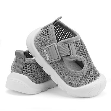 Imagem de Sapatos de caminhada para bebês, crianças, meninas, meninos, sola macia, respirável, de lona de algodão, leve, antiderrapante, seguro, sem cadarço, tênis casual, largo, sola de borracha, corrida ao ar