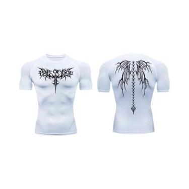 Imagem de Camiseta Masculina De Compressão De Manga Curta Com Estampa, Secagem R