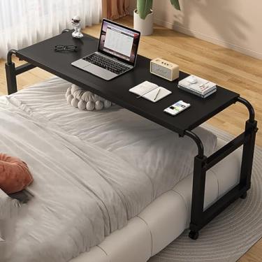 Imagem de Mesa de cabeceira de cama de casal com rodas - mesa de cabeceira móvel, conveniente e confortável de usar - mesa de cabeceira de altura ajustável, adequada para quarto, sala de estar, cozinha