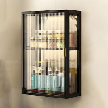 Imagem de Armários de remédios, cozinha, banheiro, armário de parede com porta transparente, organizador de armazenamento de parede, armário buffet sobre vaso sanitário, moldura de metal