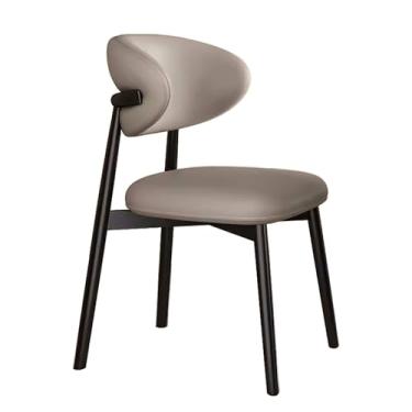 Imagem de Conjunto moderno de 2 cadeiras de jantar de madeira maciça de meados do século – Cadeira retrô de couro sintético para sala de jantar e cozinha