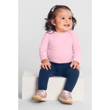 Imagem de Body bebê unissex manga longa em cotton Brandili-Rosa, Rosa, GG