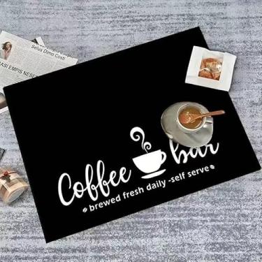 Imagem de Tapete de café absorvente, tapete de secagem de pratos da moda para balcão de cozinha acessórios de barra de café expresso escorredor de pratos 30 cm x 50 cm preto