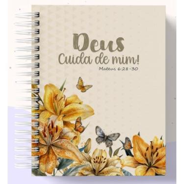 Imagem de Caderno A5 capa dura com versículos coleção Palavras de Esperança, caderneta para anotações, caderno de anotações pautado ou sem pauta para estudo, organização e uso diário (DEUS CUIDA,200 PÁGINAS)