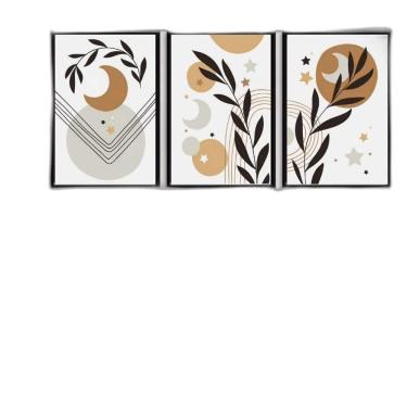 Imagem de Kit 3 Quadros Luas E Estrelas Boho 33X24Cm