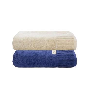 Imagem de Kit 2 Toalhas De Banho Gigante Ela Ele Banhão Algodão 85x150cm Banheir