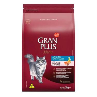Imagem de Ração Gran Plus Gatos Castrados Salmão e Arroz - 3Kg - GRANPLUS