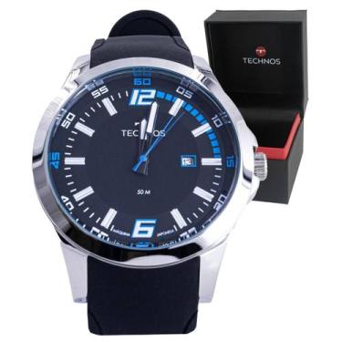 Imagem de Relogio Masculino Technos Analogico Aço Inoxidavel Prata Pulseira Sili