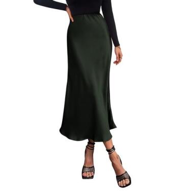 Imagem de Saia PRETTYGARDEN Outono 2025 Verde Exército Escuro Tamanho Grande