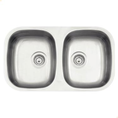 Imagem de Cuba Dupla Tramontina Isis 2c 34 Bl Prime Inox Acetinado 72x40 Cm Com Escape E Válvula...