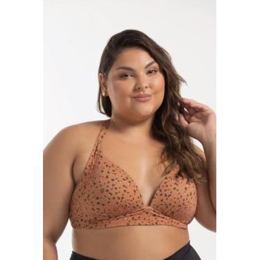 Imagem de Top Biquíni Cortinão Com Alças Largas Estampado - Cor De Cacau, 48, Pó