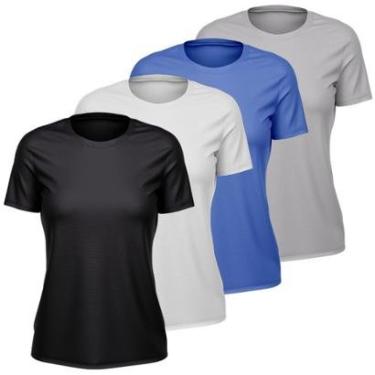 Imagem de Kit 4 Camisetas Feminina Dry Manga Curta Proteção UV Slim Fit Básica Academia Treino Fitness-Feminino