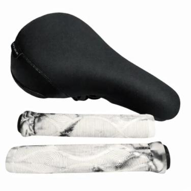 Imagem de Kit Selim C/ Manopla Gts-k Tipo Ddk Bike Bmx Freeride Grau, Branco