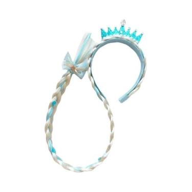 Imagem de Tiara De Flor Para Meninas Com Peruca Longa Trançada, Fantasia De Rapu