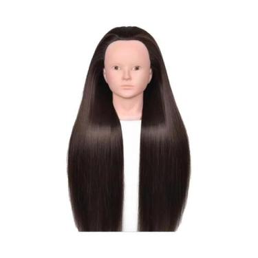 Imagem de Cabeça De Manequim De 24 Polegadas Com Cabelo De Fibra Para Prática De