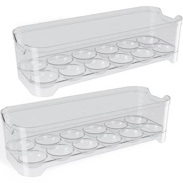 Imagem de Kit 02 Porta Ovo Bandeja 12 Ovos Organizador Geladeira Acrílico Empilhavel Uz Utilidades Transparente