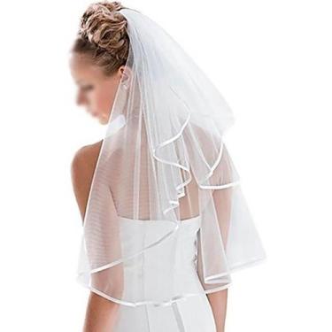 Imagem de Véu De Noiva Casamento Simples Curto 75cm Barato Duplo Pente - - anjo 