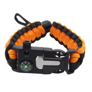 Imagem de Pulseira Paracord Ajustável Sobrevivência Tática Pederneira Militar Bú