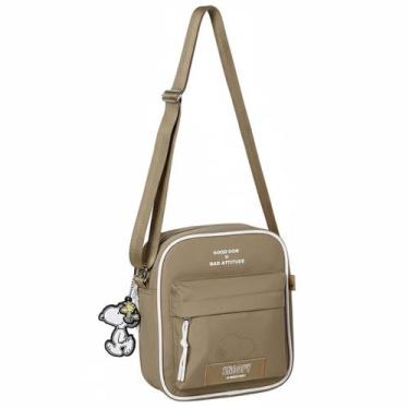 Imagem de Bolsa Snoopy Semax Pequena Transversal Nylon Casual SP26073, Taupe