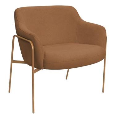 Imagem de Poltrona Decorativa Jade Base Aço Ouro Fosco Bouclé Terracota - Nexta Casa