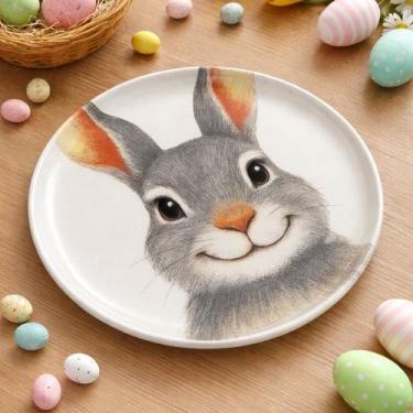 Imagem de Jogo Pratos Sobremesa Bio Sorrisos Páscoa 21,5cm Kit 10pçs - Genérico,