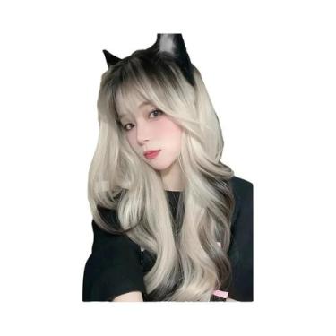 Imagem de Peruca Cosplay Longa Ondulada Ombre Preto E Cinza, Resistente Ao Calor