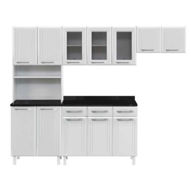 Imagem de Armário De Cozinha Modulada Compacta De Aço 245cm Com Balcão Multimóveis Cr20528 Branco