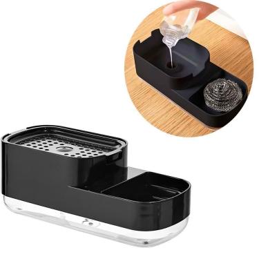 Imagem de Porta Detergente Dispenser Com Suporte Esponja Cozinha - Dispenser 2 Em 1 Praticidade E Organização