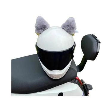 Imagem de Adesivos De Orelhas De Gato De Pelúcia Para Capacete De Moto, 2 Peças,