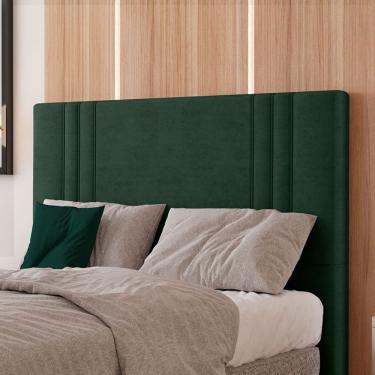 Imagem de Cabeceira Estofada Casal 140 Cm Diamante Veludo Verde