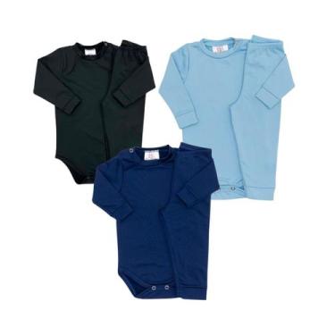 Imagem de Kit 3 Conjuntos Térmicos Peluciado Body + Calça bebê - P - Fofotinhos,