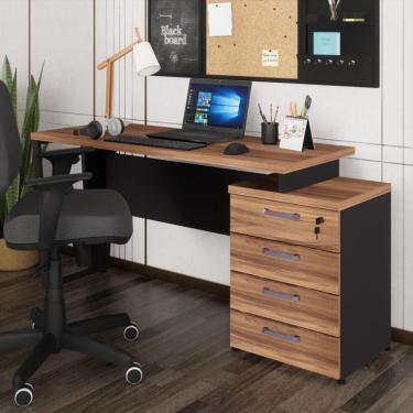 Imagem de Conjunto de Escritório Cr25324 Moderno 4 Gavetas em Mdp Extensível Preto com Estrutura...