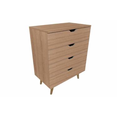Imagem de Cômoda Cm-8026 Solteiro 4 Gavetas MDP com Puxador em MDF Amêndoa para Quarto Estilo Clá...
