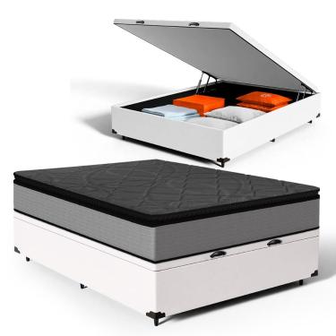 Imagem de Cama Box Baú com Colchão de Molas Ensacadas Pillow Top UmaFlex Vitta Casal 138cm