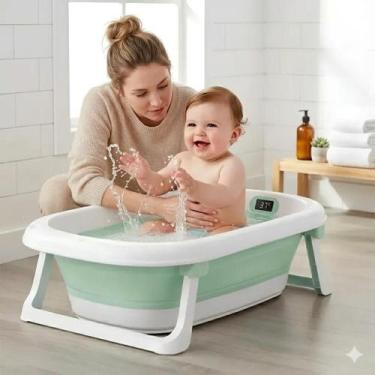 Imagem de Banheira Infantil Dobrável Com Termômetro Integrado 0 Á 36 Meses - Zuk